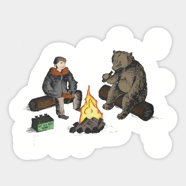 Camping Bear Sticker by patsyhanson